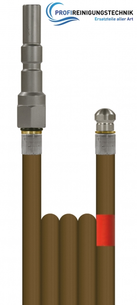 Rohrreinigungsleitung "R+M" mit Düse / Schlauch aus Kunststoff mit Drahteinlage / Nennweite 4 / 300 Bar / 99 °C / Stecknippel KW - KW : 1/8"